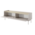 Moderne lavt TV-møbel, beige med 2 klaplåger, 153x50x38, Bitter Rabatter