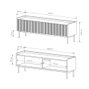 Moderne lavt TV-møbel, beige med 2 klaplåger, 153x50x38, Bitter Mængderabat