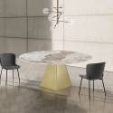 Udtrækkeligt design spisebord marmor effekt 160x160x75 Arvin Onice Valgfri
