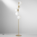 Gulvlampe i gyldent metal med 5 hvide blæste glaslys Ripple På Tilbud