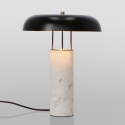 Moderne bordlampe med hvid marmorfod og metalskærm Kaithal Tilbud