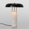 Moderne bordlampe med hvid marmorfod og metalskærm Kaithal Tilbud