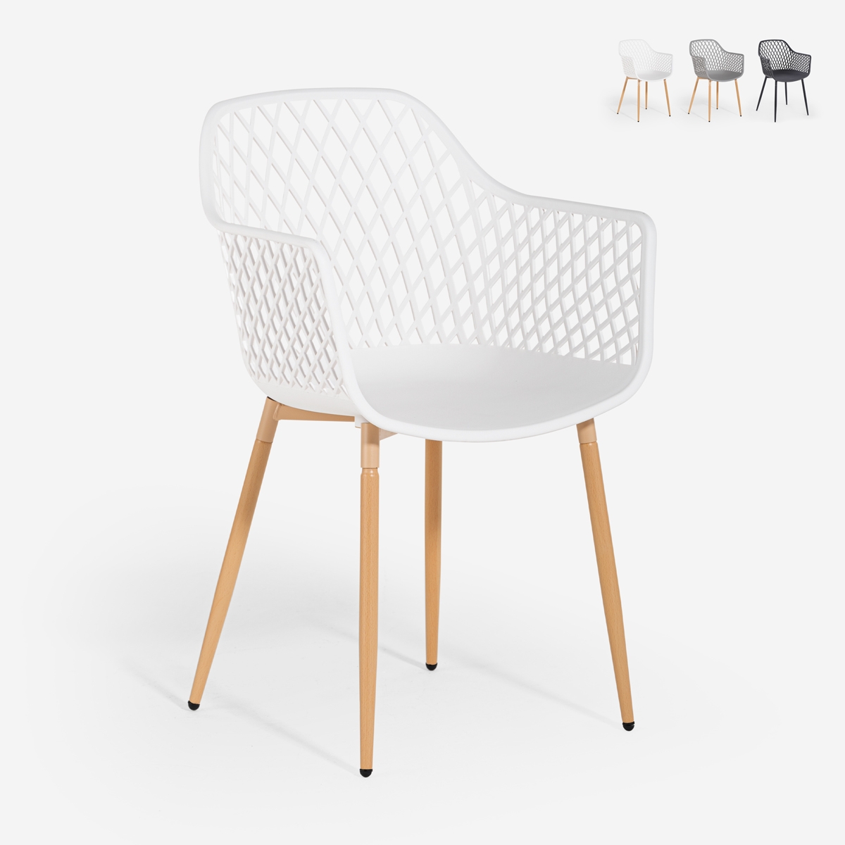 Moderne køkkenstol i design med armlæn i polypropylen Vetra Mængderabat Moderne køkkenstol i design med armlæn i polypropylen Vetra Mængderabat