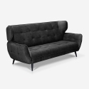 Moderne 3-personers sofa i velour med capitonné-stil Buran Tilbud