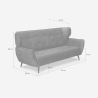 Moderne 3-personers sofa i velour med capitonné-stil Buran Mål