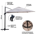 Deluxe roterbar parasol med sidearm 3x4 til haven Udvalg