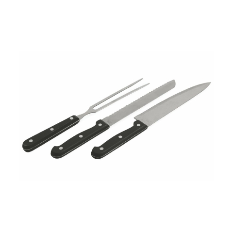 Sæt med 3 grillredskaber 2 knive grillgaffel rustfrit stål Grivka Kampagne