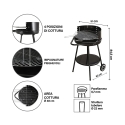 Pipra rund kulgrill med justerbar rist Ø 48 cm og hjul Model