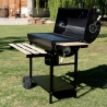 Kulgrill med låg, hjul og 2 træhylder Matambre På Tilbud