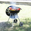 Rund kulgrill i stål med låg og hjul Torka På Tilbud