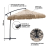 Hængende haveparasol 3m raffia-effekt Kiso Plus Valgfri