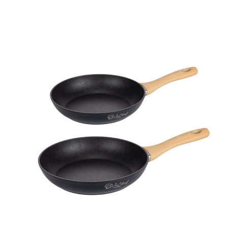 Sæt med 2 sorte non-stick aluminiumpander med træhåndtag Fuji Kampagne