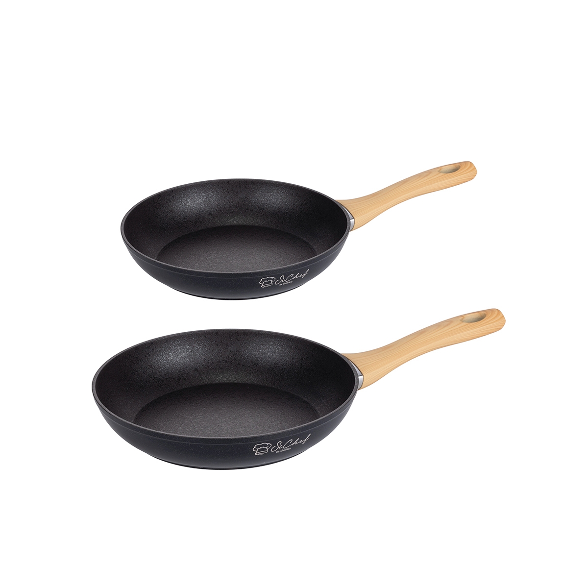 Sæt med 2 sorte non-stick aluminiumpander med træhåndtag Fuji Kampagne