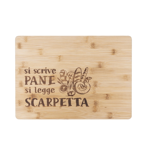 Skærebræt i træ 39x28 cm "Si scrive pane, si legge scarpetta" Kampagne