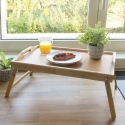 Foldbar bambusbakke til morgenmad i sengen med håndtag Kona På Tilbud
