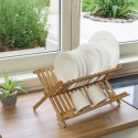 Sammenklappelig tallerken- og glasstativ i bambustræ 45x28x25 cm Ravi På Tilbud