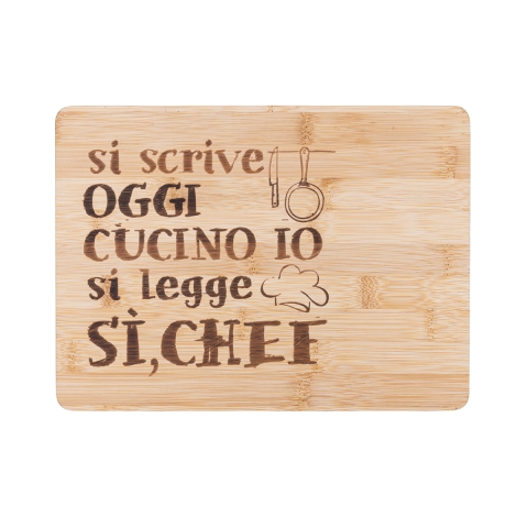 Skærebræt i træ 27x20 cm Si scrive oggi cucino io, si legge Sì Chef Kampagne