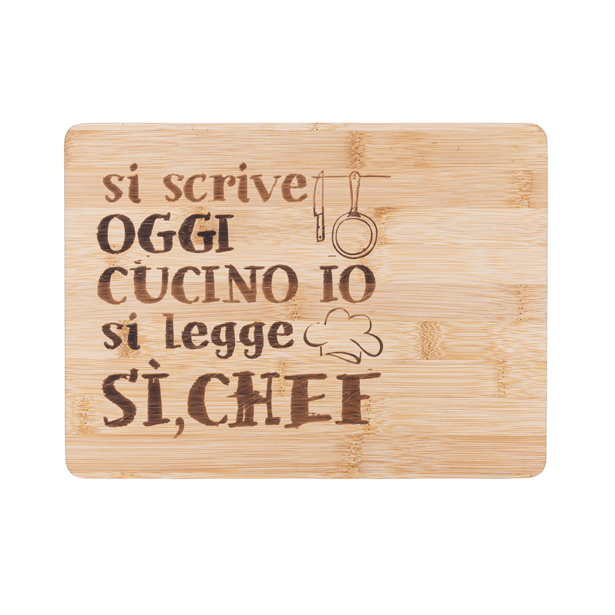 Skærebræt i træ 27x20 cm Si scrive oggi cucino io, si legge Sì Chef Kampagne Skærebræt i træ 27x20 cm Si scrive oggi cucino io, si legge Sì Chef Kampagne