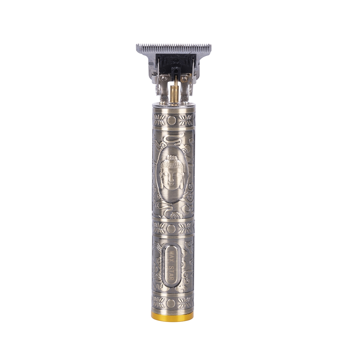 Genopladelig elektrisk barbermaskine til skæg og hår med 4 hoveder Buddha Gold Kampagne Genopladelig elektrisk barbermaskine til skæg og hår med 4 hoveder Buddha Gold Kampagne