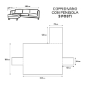 Reversibel 3-personers sofaovertræk med chaiselong 240x305 cm Lupra 