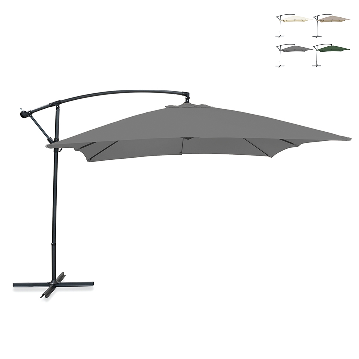 Havemærkeparasol 3x2m med sidearm i stål Kios Tilbud