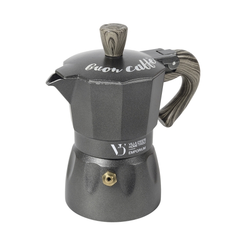 Klassisk moka kaffebrygger 1 kop med håndtag i trælook Buon Caffè Kampagne