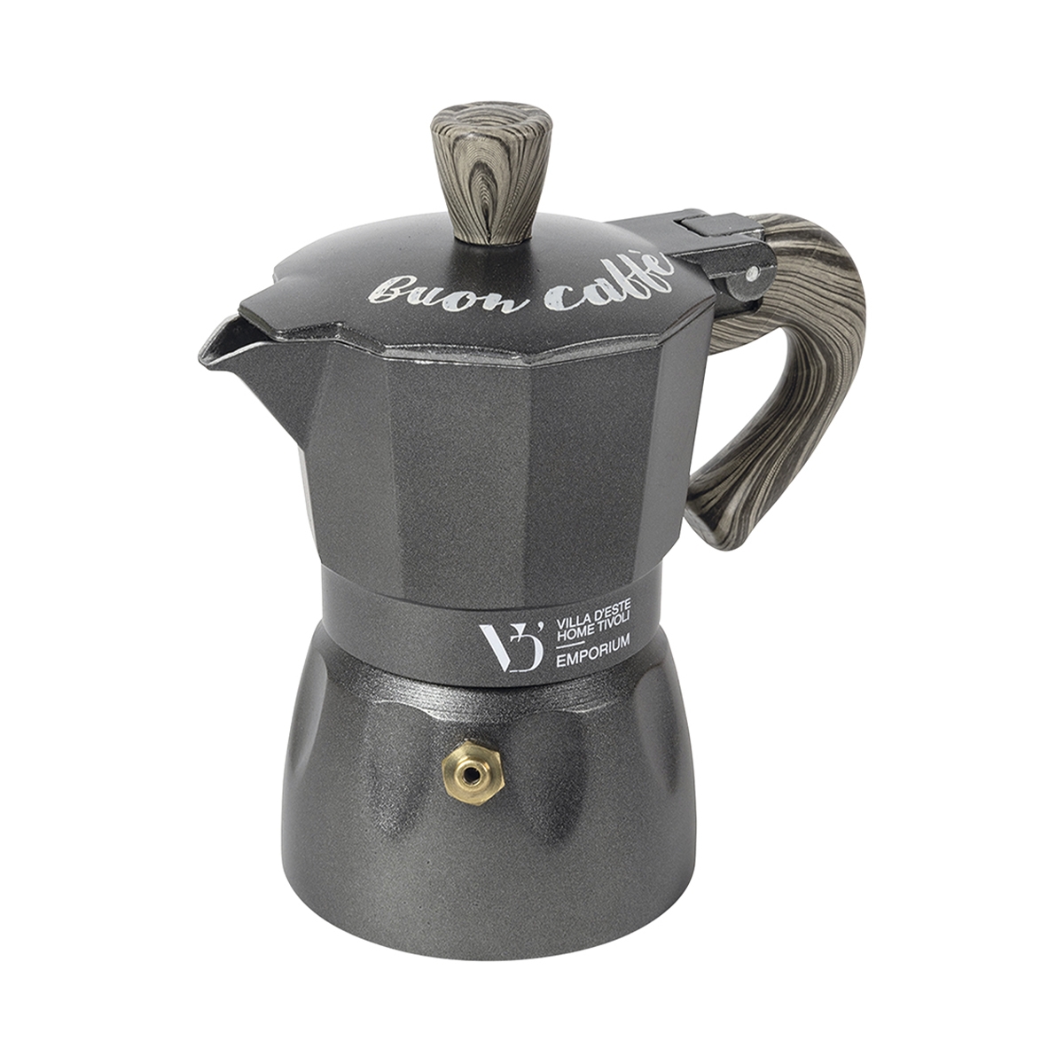 Klassisk moka kaffebrygger 1 kop med håndtag i trælook Buon Caffè Kampagne Klassisk moka kaffebrygger 1 kop med håndtag i trælook Buon Caffè Kampagne