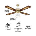 Loftventilator 4 blade med lys og reverse-funktion 70W Windy Tilbud