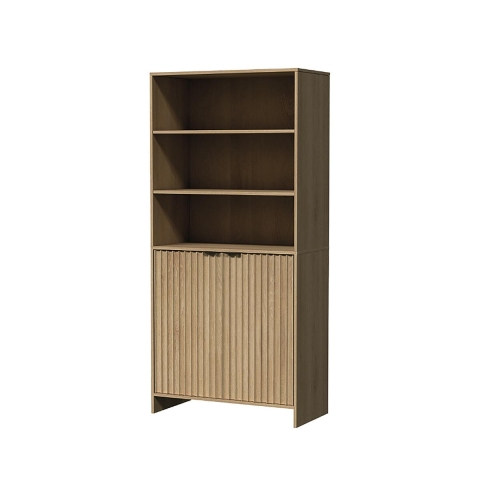 Vægmonteret træreol med 3 hylder og 2 døre 80x34x172 cm Aneka Kampagne