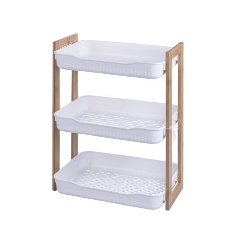 Mobil reol med 3 hylder i træ og plast 35x20,5x45cm Senia Kampagne