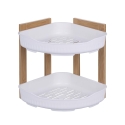 Aliva hjørnehylde til brusebad i træ med 2 plastikhylder 23x23x27 cm Kampagne