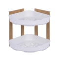 Aliva hjørnehylde til brusebad i træ med 2 plastikhylder 23x23x27 cm Kampagne
