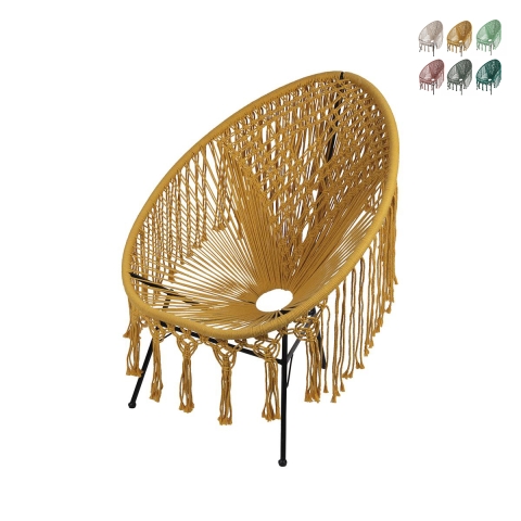 Udendørs lænestol med macramé-flet Elika Kampagne