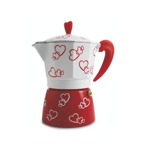 Traditionel Moka espressomaskine i aluminium til 2 kopper kaffe Cuore Kampagne