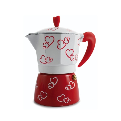 Moka kaffebrygger til 3 kopper espresso i aluminium Cuore Kampagne