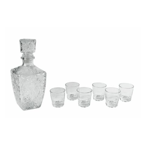 Sæt glaskaraffel til likør + 6 glas Diamante Kampagne