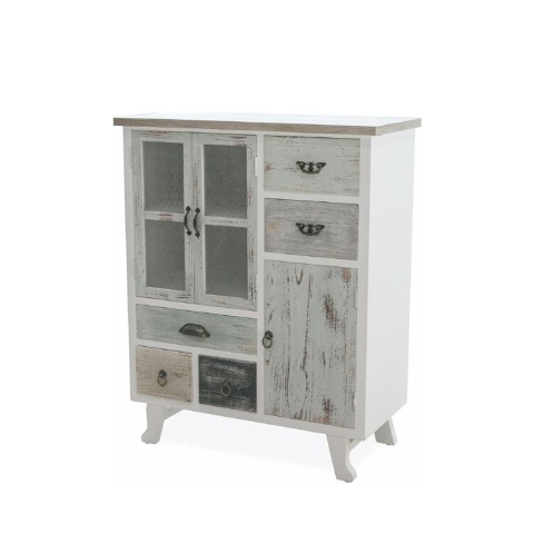 Shabby chic trækommode med 5 skuffer og 3 låger Decapé Kampagne