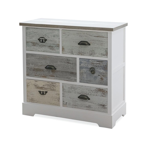 Shabby chic kommode i træ med 6 skuffer 77x35x77cm Decapé Kampagne