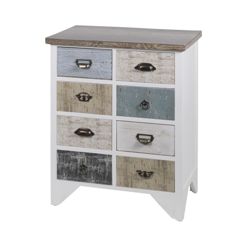 Mobil kommode i shabby chic stil med 8 skuffer i træ 65x37x81 cm Sardinia Kampagne