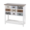 Shabby chic trækonsol med 9 skuffer 80x32,5x82cm Sardinia Kampagne