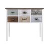 Skænk til entré i træ med 6 skuffer, shabby chic Sardinia På Tilbud