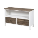 Shabby chic TV-bord i træ med 2 skuffer Terosk Tilbud