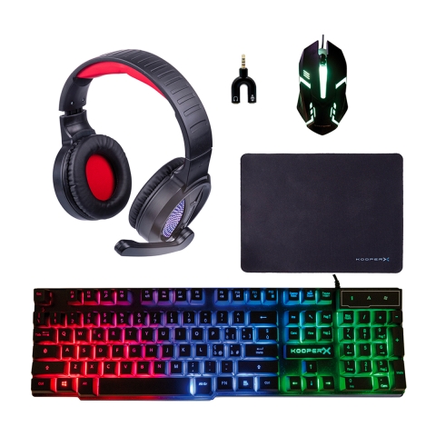 Combo Gamer 5-i-1 tastatur headset mus musemåtte og adapter Milao Kampagne