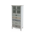 Shabby chic skænk med vitrineskab, 2 glaslåger, 5 skuffer Valencia Kampagne