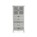 Shabby chic skænk med vitrineskab, 2 glaslåger, 5 skuffer Valencia På Tilbud