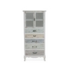 Shabby chic skænk med vitrineskab, 2 glaslåger, 5 skuffer Valencia På Tilbud