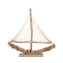 Træskulptur sejlskib med stofnet 45x45x7 cm Enok Rabatter