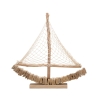 Træskulptur sejlskib med stofnet 45x45x7 cm Enok Rabatter