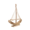 Træskulptur sejlskib med stofnet 45x45x7 cm Enok Udvalg