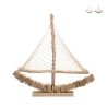 Træskulptur sejlskib med stofnet 45x45x7 cm Enok Kampagne